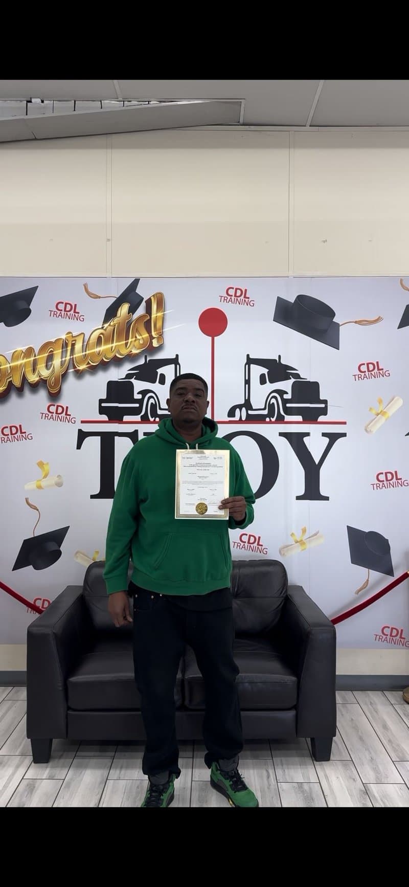 Solo graduate with CDL certificate